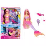 Barbie Malibu Sirena - Bambola con Funzione Cambia Colore in Acqua e Cucciolo