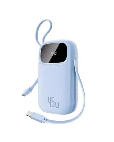 Baseus Powerbank 45W con Ricarica Rapida PD3.0 e 2 Cavi USB-C Integrati