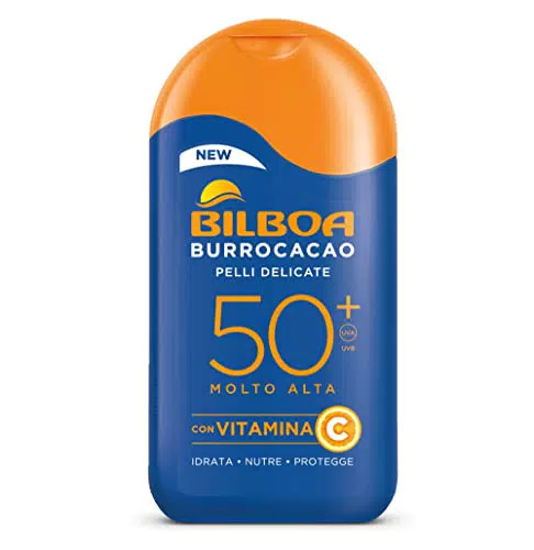 Bilboa Burrocacao Latte Solare SPF 50+ per Pelli Sensibili, con Vitamina C