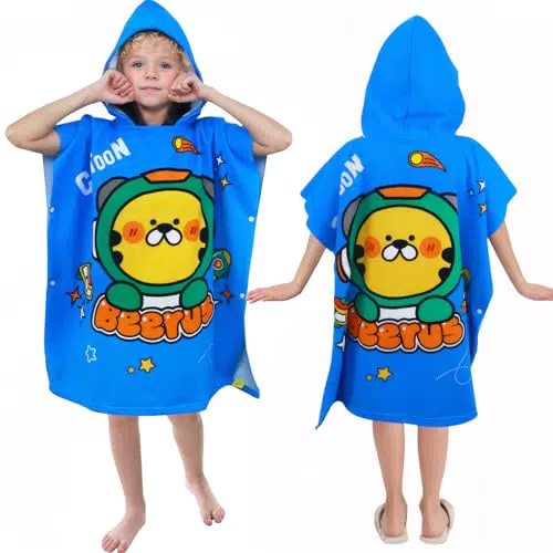 BITOYO Poncho Asciugamano per Bambini - Teli Mare con Cappuccio per Spiaggia e Piscina