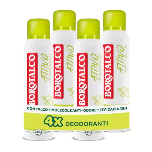 Borotalco Deodorante Spray Attivo con Molecole Anti-Odore, Efficacia 48h