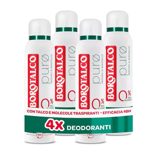 Borotalco Deodorante Spray Puro Anti-Odori 48h Senza Alcool e Sali di Alluminio
