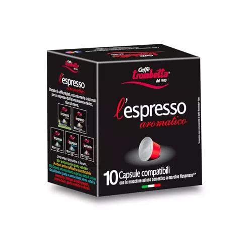 Caffè Trombetta L'Espresso, Capsule Compatibili Nespresso, Più Crema - 50 Capsule