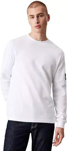 Calvin Klein T-shirt a Maniche Lunghe Badge Waffle LS Tee Uomo
