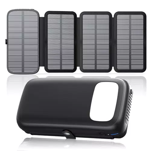 FEELLE Caricatore Solare Power Bank 27000mAh con 3 Uscite USB e Ricarica Rapida