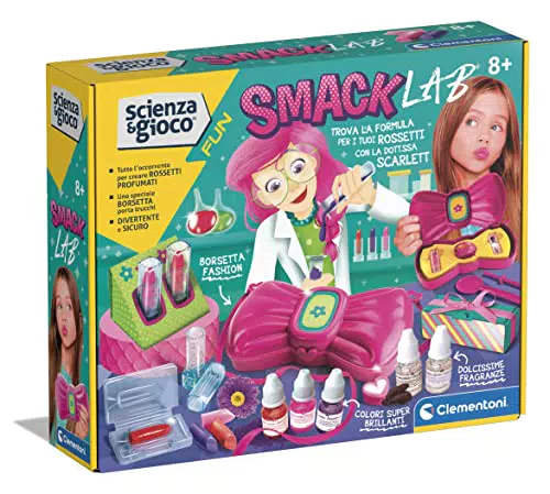 Clementoni - 19353 - Scienza E Gioco Fun - Smack Lab - Laboratorio Rossetti Gioco Scientifico per Bambine dagli 8 Anni Kit per Realizzare Lipstick E Lucidalabbra