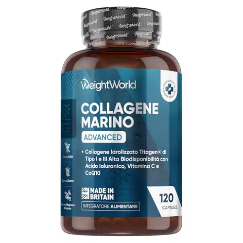 Titagen Collagene Marino con Acido Ialuronico e Vitamina C, 120 Capsule