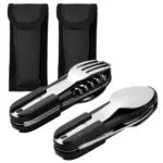 Dokeno Posate Campeggio Pieghevoli in Acciaio Inox con Borsa Oxford