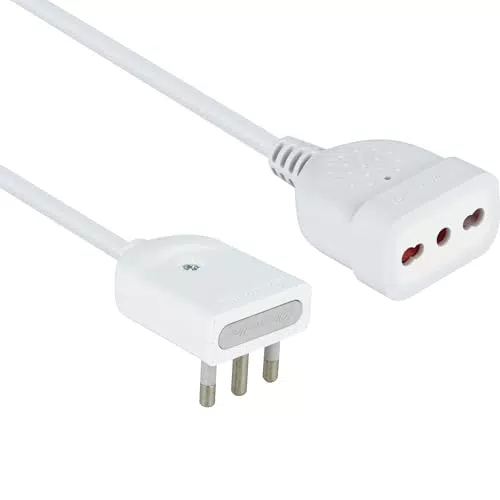 Electraline Prolunga Salvaspazio 16A con Spina Piatta e Presa Bivalente 50cm