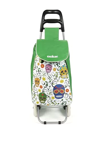 Excelsa Carrello Porta Spesa Calavera, Capacità 38 L, Sacca Rimovibile, Idrorepellente
