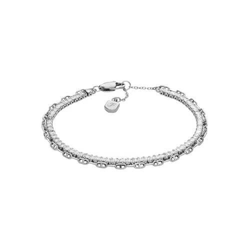 Fossil Heritage D-Link Glitz JA7273040 - Bracciale da donna in metallo argentato