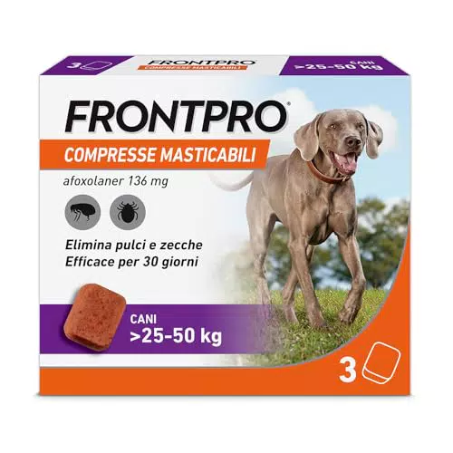 Frontpro Antiparassitario Masticabile per Cani, Protezione da Pulci e Zecche