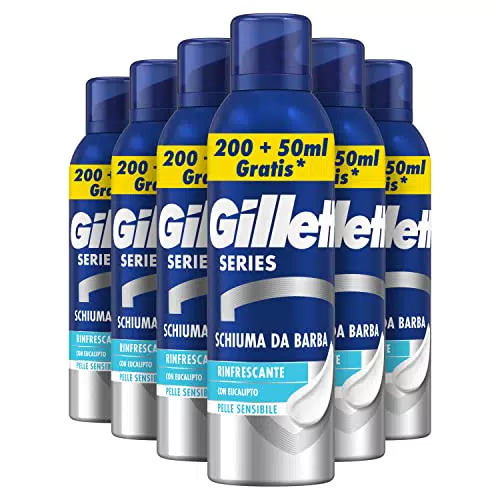 Gillette Schiuma da Barba Rinfrescante con Eucalipto e Effetto Lenitivo