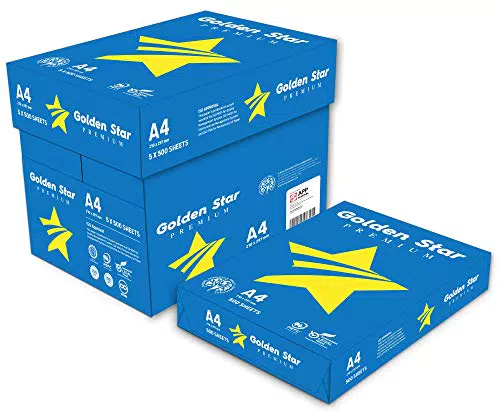 Golden Star Carta Premium A4 75gr - Confezione 2500 Fogli per Stampanti e Fotocopiatrici