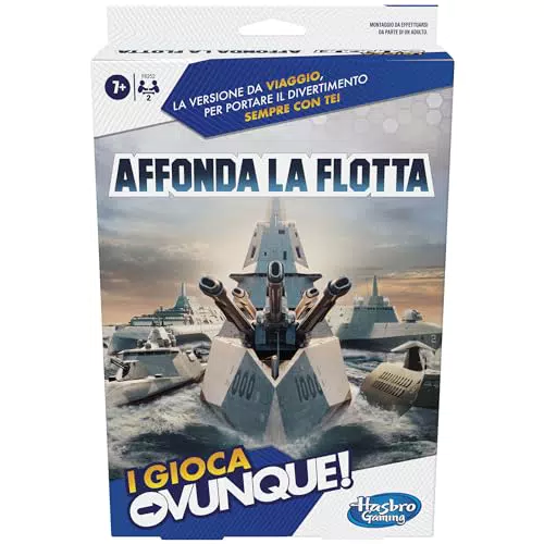 Hasbro Gaming Affonda la Flotta - Gioco Portatile Strategico per 2 Giocatori