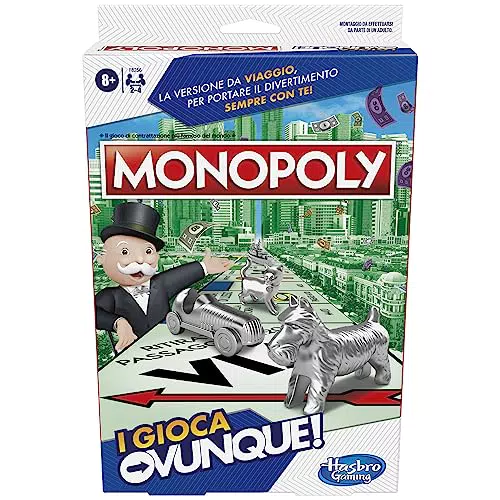 Hasbro Gaming Monopoly Portatile - Gioco da Tavolo per Famiglie e Bambini 8+