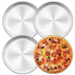 Herogo Teglie rotonde in acciaio inox per forno, cuocere e servire pizze