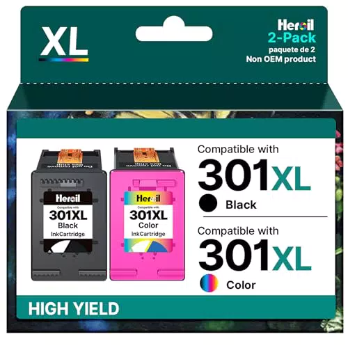 Heroil Cartucce d'inchiostro rigenerato compatibili per HP 301 - Modelli OfficeJet e Deskjet