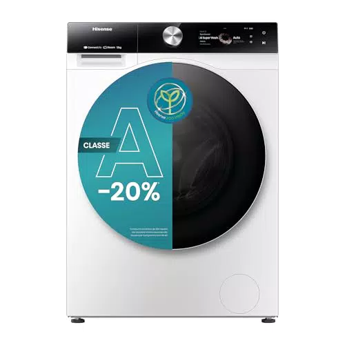 Hisense WF7S1247BW Lavatrice a Carica Frontale, Classe A, 1400 rpm, 20 Programmi, AI