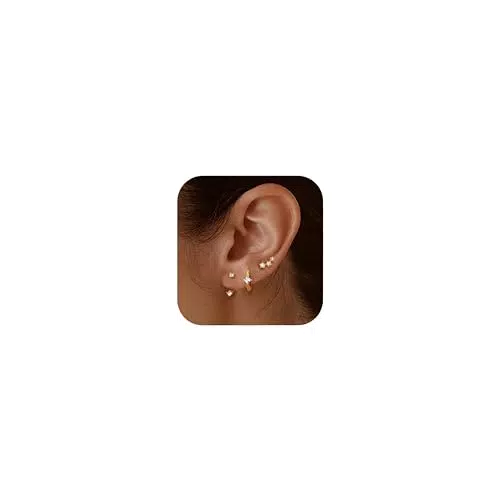 JeweBella Orecchini in Argento 925 e Oro Placcato 14K per Donna - Set Impilabili