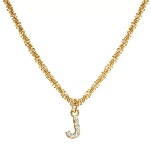 Joo&Rind Collana Iniziale Oro 18K Personalizzata con Zirconi per Donna