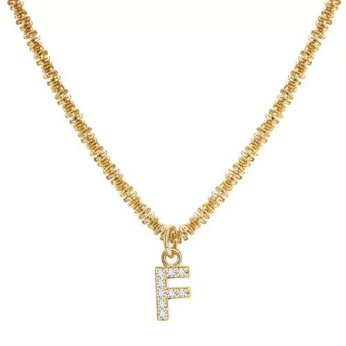 Joo&Rind Collana Iniziale Personalizzata in Oro 18K con Zirconi per Donna