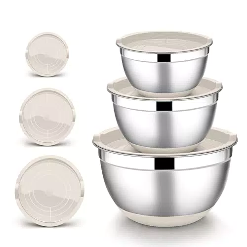 Joyfair Set di ciotole in acciaio inox con coperchio ermetico e fondo antiscivolo