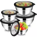 Joyfair Set di ciotole in acciaio inox con coperchio trasparente