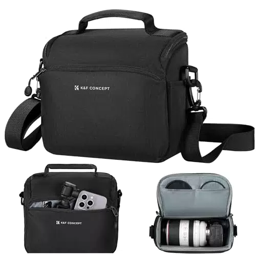 K&F Concept Borsa per Fotocamera a Tracolla Regolabile per DSLR e Mirrorless