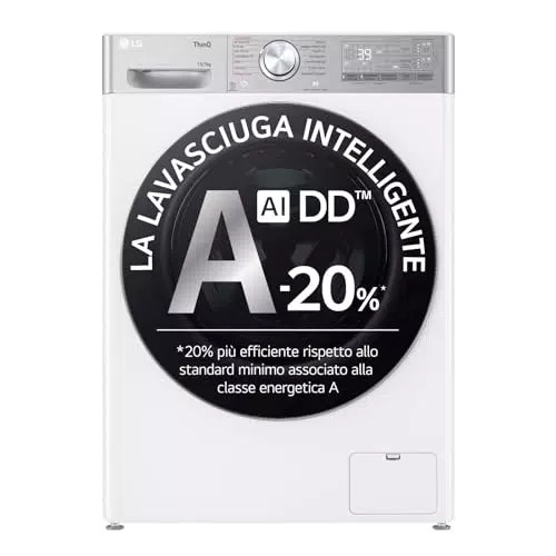 LG AI DD D4R9513TPWC - Lavasciuga Serie R9, Classe D, Wi-Fi, TurboWash 360