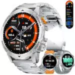 LIGE Smartwatch Uomo con Torcia LED, Chiamata Bluetooth, IP68, Monitoraggio Salute