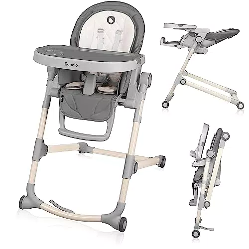 LIONELO Cora Seggiolone Pappa Pieghevole Regolabile con Vassoio Rimovibile