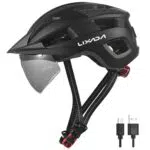 Lixada Casco da bicicletta con luce e visiera per uomo, donna e bambino