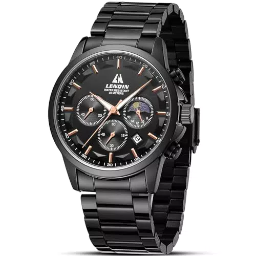 LN LENQIN Orologio Cronografo Uomo Al Quarzo Impermeabile in Acciaio Inossidabile