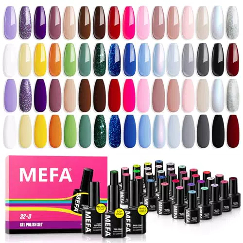 MEFA Kit Smalto Semipermanente per Unghie con Base e Top Coat Professionale