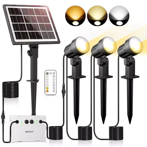 MEIHUA Faretti Solari da Esterno con Telecomando e 3 Luminosità IP66
