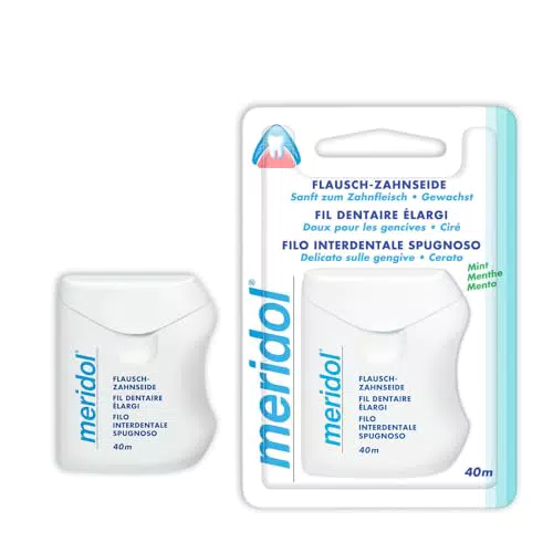 Meridol Filo Interdentale Cerato Spugnoso - Gusto Menta Fresca per Gengive Sane