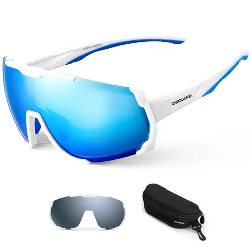 Odoland Occhiali da Ciclismo UV400 Lenti Magnetiche Sportivi Unisex