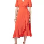 ONLY Onlmette SS Wrap Midi Dress - Vestito Avvolgente Elegante