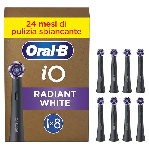 Oral-B Testine di Ricambio iO Radiant White Nere, Testine Rotonde Originali