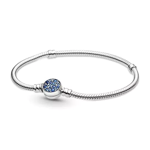 Pandora Bracciale con chiusura a disco e maglia snake in argento Sterling
