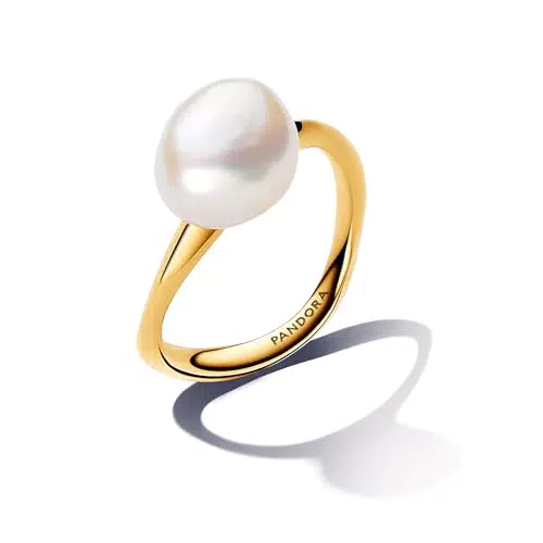 Pandora Essence Anello placcato oro 14k con perla coltivata d'acqua dolce
