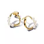 PANDORA Essence Orecchini a bottone placcati in oro 14k con perla coltivata