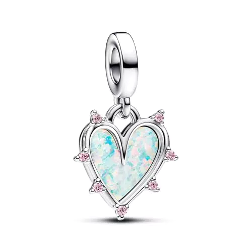 Pandora Moments - Ciondolo doppio dell'amicizia in argento sterling con opale