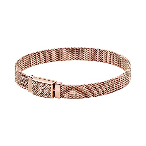 Pandora Reflexions Bracciale con chiusura lunga e pavé in oro rosa 14 carati