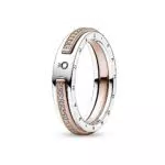 Pandora Anello Signature con logo e pavé