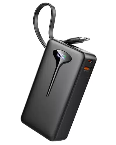 Power Bank 10000mAh Ricarica Rapida 22.5W con Cavo USB C Integrato