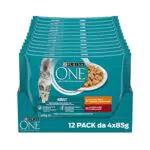 Purina One Cibo Umido per Gatti Adulti con Pollo, Manzo e Verdure