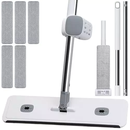 Rotres Mocio Piatto con Strizzatore Integrato e Panni in Microfibra per Pavimenti