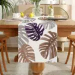 Ginkgo Biloba Runner da Tavolo in Lino Lavabile per Sala da Pranzo e Cucina